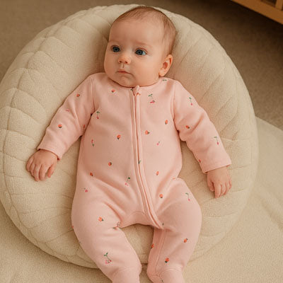 bebe fille habillee en barboteuse bebe imprimee cerise