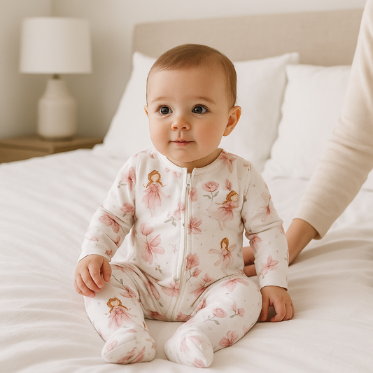 bebe fille habillee en barboteuse bebe imprimee fee dansante