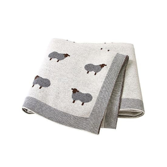 couverture bebe imprimee mouton grise