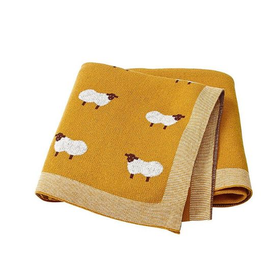 couverture bebe imprimee mouton jaune