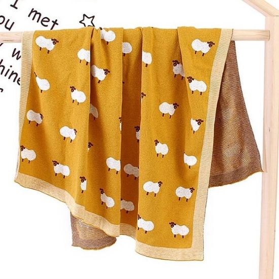 couverture bebe imprimee mouton jaune