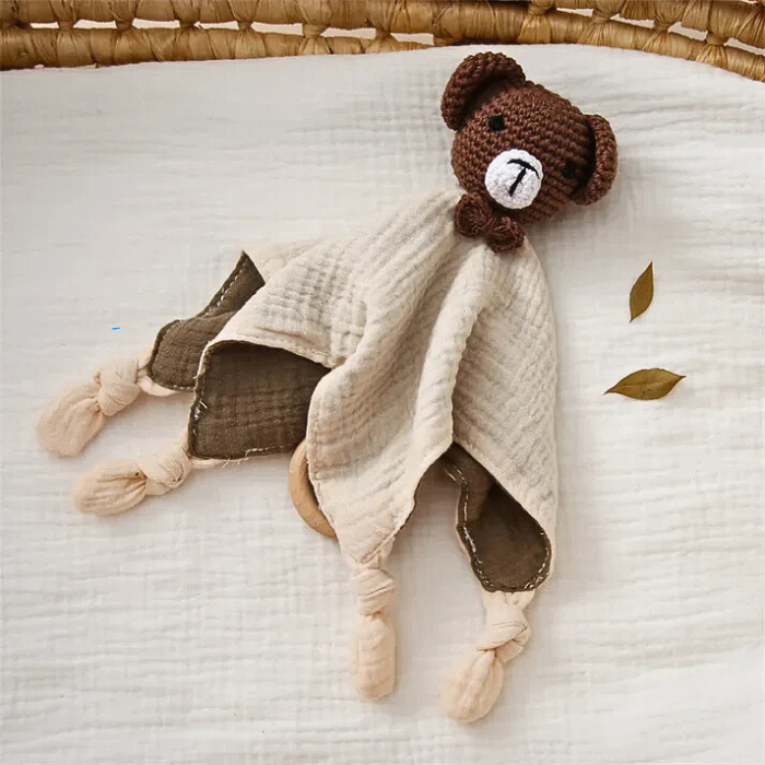 doudou bebe en crochet ourson brun