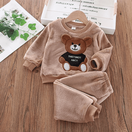 Pyjama-enfant-polaire-ours-khaki