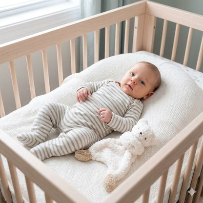 bebe-allonge-avec-doudou-ours-blanc-dans-son-lit