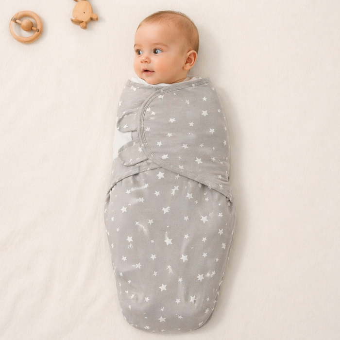 bebe-emmaillote-dans-couverture-d-emmaillotage-bebe-gris-etoiles