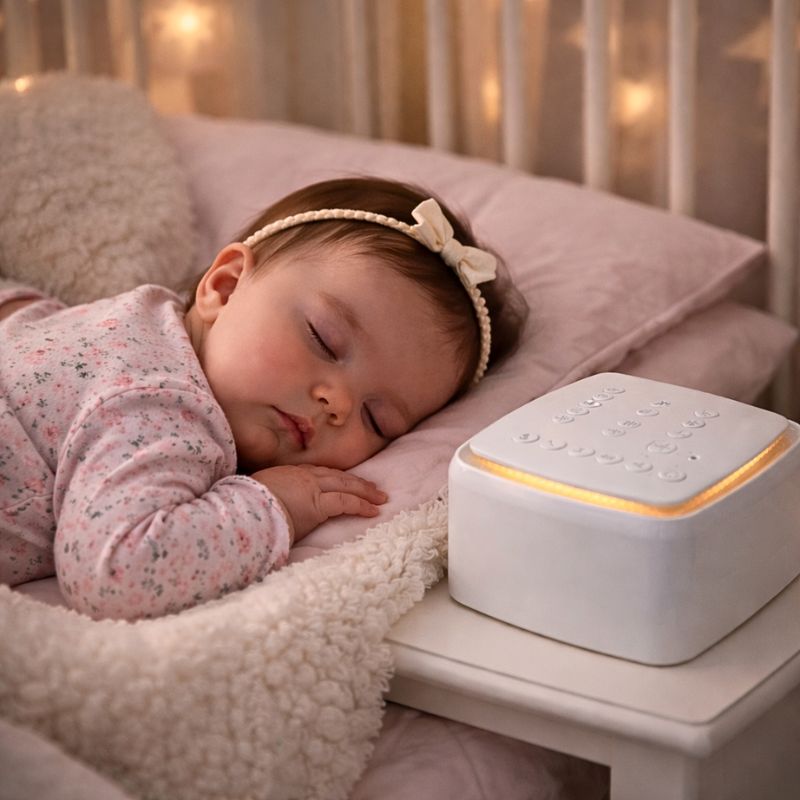 bebe-fille-dort-paisiblement-avec-veilleuse-bruit-blanc