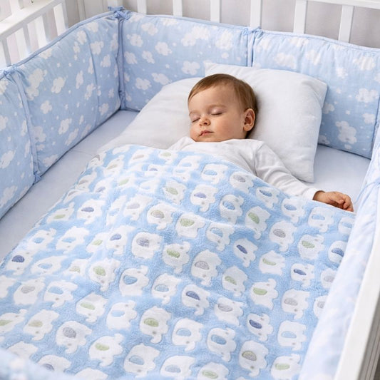 bebe-garcon-endormi-couvert-de-couverture-bebe-en-polaire-elephant-bleue