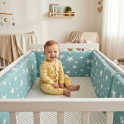 bebe-souriant-assis-dans-son-lit-protege-par-tour-de-lit-bebe-jungle-et-etoile