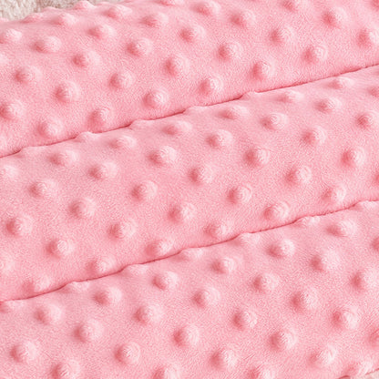 Coussin enfant réversible en tissu minky rose doux à pois