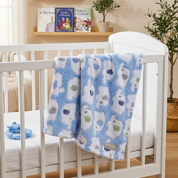 couverture-bebe-en-polaire-elephant-couleur-bleu-posee-sur-lit-de-bebe-blanc