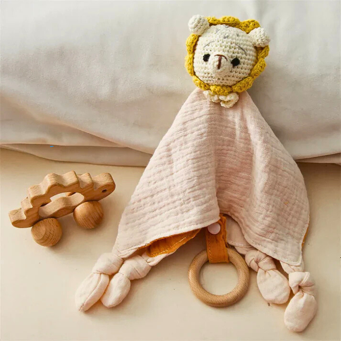 doudou bebe en crochet lion