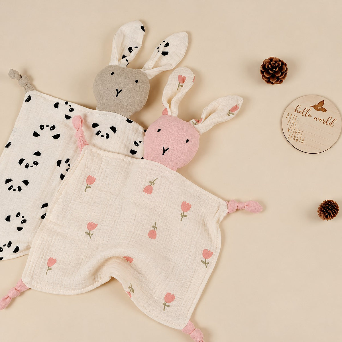 doudou lapin douce tendresse duo de lapins beige et rose