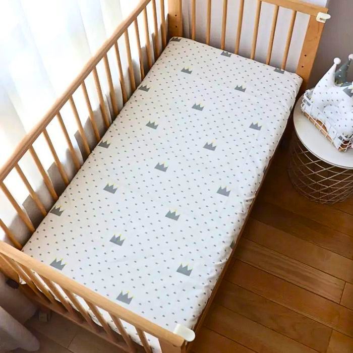 drap housse bebe couronne blanc