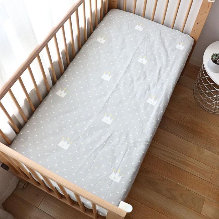 drap housse bebe couronne gris
