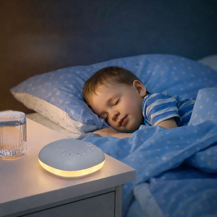 enfant-dort-sereinement-avec-machine-a-bruit-blanc-veilleuse