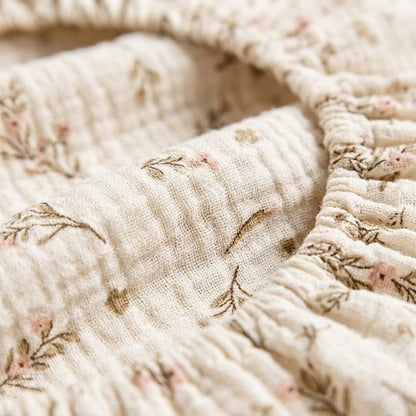 texture gaze de coton double épaisseur et l'élastique du drap housse bébé motif floral champêtre 