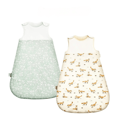 gigoteuse-bebe-sans-manches-douce-foret-motifs-renard-et-brin-d'herbe