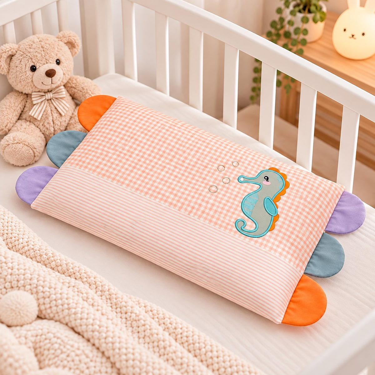 oreiller bébé animaux rigolos varainte hippocampe