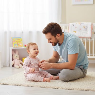 pyjama-bebe-imprime-bebe-en-moment-de-detente-avec-son-papa