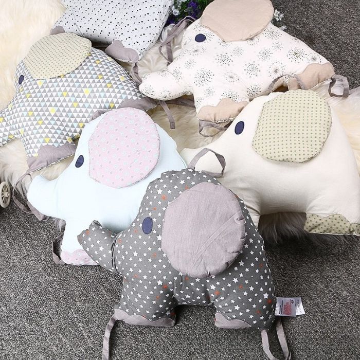 six éléphants colorés de tour de lit bébé éléphant coton naturel