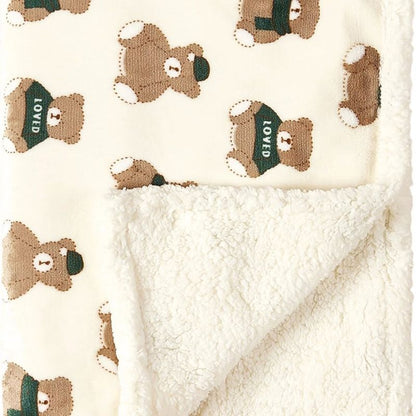 tissu-doux-couverture-bebe-en-polaire-ours-vert