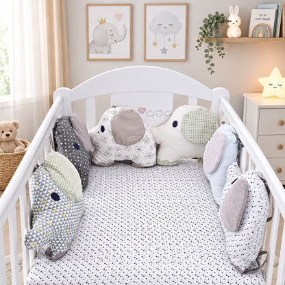Tour de lit bébé éléphant coton naturel