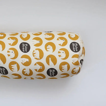 tour de lit bébé ours polaire en forme de boudin  à motifs ronds jaune moutarde