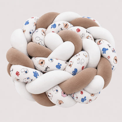 tour de lit pour bébé panda câlin tressé marron et blanc