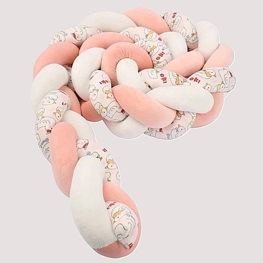 lit tour de lit tressé canard rose beige rose et motifs canards