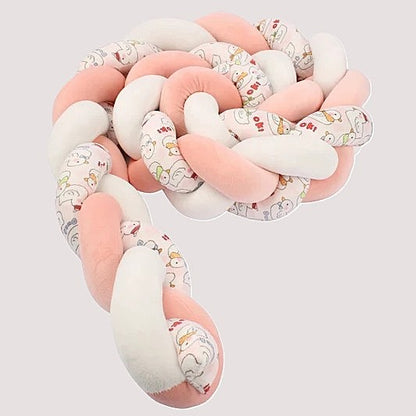lit tour de lit tressé canard rose beige rose et motifs canards